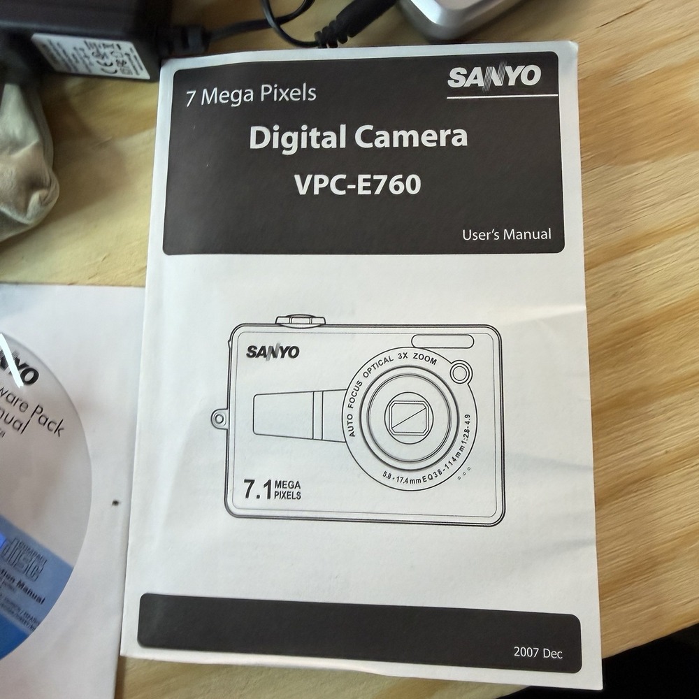 Sanyo VPC-E760 7.1MP Digital Camera Pink CCD Complete In Box Tested - Picture 3 of 11